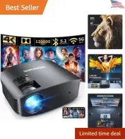 Mini Projector for Home Theater - 4K WiFi Bluetooth Projector - Dolby Audio
