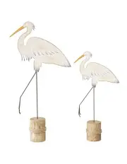 [Willow & Silk] Heron Bird Ornament Set of 2 in Natural
