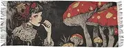 [AIXIWAWA] Woman Mushroom Women's Pashminas Scarf, Shawls Wrap Lightwight Tassel for Evening Dress Dinner Party, Black