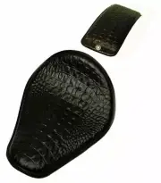 10x13 Black Alligator Leather Spring Seat P-Pad Harley Sportster Chopper Bobber