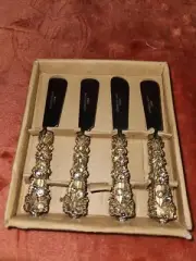 Set of 4 Handcrafted Opal/Pewter/Stainless Steel Spreaders. Ashleigh Manor. New