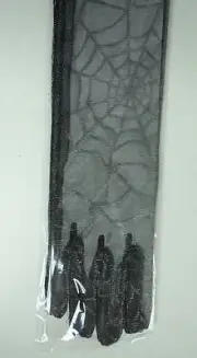 Halloween Costume Gloves Black Long Spider Web Witch Vampire Closed Finger NIP