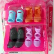 1 BARBIE SHOE PACK4 pairs. Black, Turquoise, Orange, Lavender. CASUAL & DRESS UP