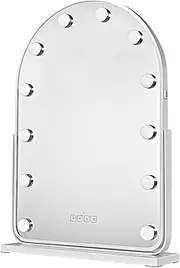 Simplus Vanity Makeup Mirror with Lights Hollywood LED Mirrors Stand, Bluetooth Speaker USB Power Charging and Smart Touch Control Screen, 12 Dimmable LED Lights Stable Base White, 65x45cm