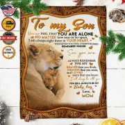 Personalized Lion To My Son Custom Name Blanket, Message Blanket, Lion Blanket