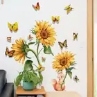 Room Bedroom Removable Wall Stickers Flower Butterfly Wall Decal Sunflower