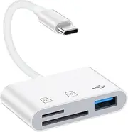 Type C SD Card Reader for Samsung Galaxy S25Edge S24Ultra S23FE S22 S21 S20, USB C Memory Card Reader for Android High Speed 3.0 Digital Camera Adapter for iPhone 16 15 Pro Max/Plus, MacBook, iPad Pro