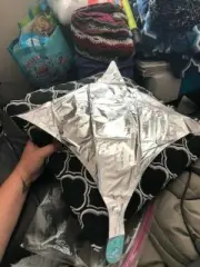 Star Point Geometric Shape Foil Balloon 20" SIlver New!!!