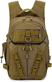 VEVEL Fishing Lure Bag Camping Backpack Men Sports Tactical Shoulder Bait Box Pack Outdoor Handbags Hiking Hunting Molle Sports Bags(Khaki)
