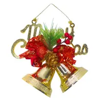 在飛比找松果購物優惠-摩達客台製精緻6吋聖誕快樂英文字牌雙鐘吊飾-紅金系（歐美外銷