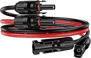 3Ft Solar Cable Solar Extension Cable,10AWG Solar Panel Extension Cable with Female and Male Connectors,Waterproof Solar Extension Cable Kit (Red and Black).
