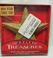 Kurt Adler 4" Petite Treasures Gold Glittered Mini Star Christmas Tree Topper -