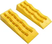Camper Levelers, 1 Pair 3 Stage Yellow RV Leveling Blocks Camper Leveling Blocks with Wheel Chocks, Anti Slip RV Leveling Ramps for RV Storage and Organization