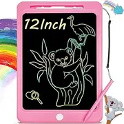 Toys for Girls,LCD Writing Tablet 12Inch,Colorful Doodle Board Electronic Drawing Tablet for Kids Age 3-8 Years Christmas Birthday Gifts Travel Essentials,Pink
