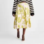 Future Collective with Alani Noelle Women's Floral Print Pleated Midi Skirt - 28