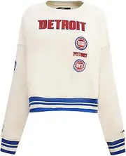 Pro Standard Womens NBA Detroit Pistons Retro Classics Crewneck Sweatshirt Eggshell/Royal Blue S