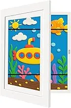 Kids Artwork Frames Changeable - Kids Art Frames Front Opening 8.5 x 11 Holds 150 Pics, Artwork Frames for Kids Art, Kids Art Frame Ideal for Portfolio, Pictures, Drawings (White)