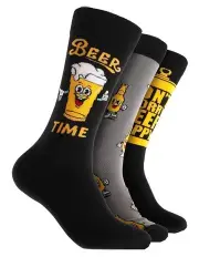 [Mitch Dowd] Beer Happy Cotton Crew Socks 3 Pack Gift Box in Multi
