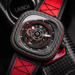 SEVENFRIDAY 限量紅色碳纖維 機械錶 P3C/04