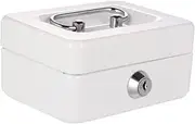 TEHAUX Secure Money Box Lock Key Iron Cash Storage Case for Coins Keys Valuables Easy to Carry