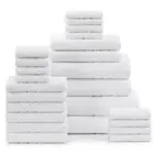 24 Piece White Bathroom Towels Set - 2 Bath Sheets, 2 Large Bath Towels, 2 Me...