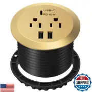 TOPGREENER GaN Desk Grommet with 65W PD for MacBook, Desktop Power Grommet wi