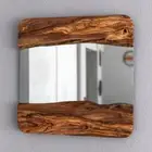 Wood Square Wall Mirror, Live Edge Wood Wood Frame Mirror Wall Deco