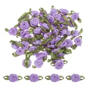 80 Pcs Lavender Mini Roses Bow 15mm Ribbon Roses for Appliques Crafts