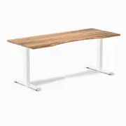 Desky Fixed Height Tiger Bamboo Ergo Edge Desk 1800x750mm White Leg