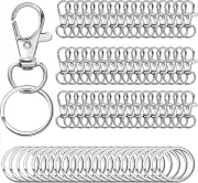 100PCS Swivel Snap Hooks with Key Rings, 50Pcs Key Chain Clip Hooks and 50Pcs Ke
