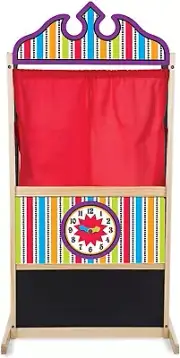 Puppet Theater Center Chalk Board Clock With Move-able Hand Play Learn Fun
