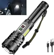 AnrAm LED Flashlight,Rechargeable Torch 20000 High Lumens,Super Bright Type-C Fast Charging Torches,9 Modes Zoomable IPX67 Waterproof Flash Light with COB Side Light for Emergencies,Hiking,Camping
