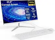 All-in-One Computer with 23.8" Curved Screen Celeron N100 Processor (Up to 3.4Ghz) 8GB RAM 512GB SSD Desktop Computer All-in-One Dual-Band WiFi Bluetooth 4.0 Complete with Mouse and Keyboard