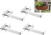 Deck Railing Planter Box Brackets, Deck and Fence Rail Universal Planter Box Outdoor Hanging Brackets, Window Box Brackets, Fence Flower Box Brackets (White 4 Pack 6")