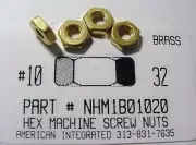 #10-32 Hex Machine Screw Nuts Solid Brass (500)