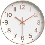 Wall Clocks Battery Operated, 12” Large Wall Clock for Living Room Bedroom Classroom Decor, Kitchen Clock, Modern Wall Clock, Non-Ticking Silent Clock (Pink)