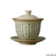 Retro Heart Meridian Tea Tureen Ru Kiln Ceramic Bowl Gaiwan Teaware Set Tea Cup