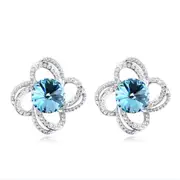 Crystal Flower Earrings Studs SetBlue