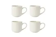 4pc Mikasa Cranborne Stoneware Everyday Dining Mug Cup Set, 320ml - Cream