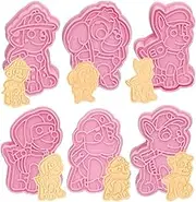 Cookie Cutters Set,6 PCS Animal Cookie Cutters for Kids 3D Paw Paw Dog Mould Plastic Biscuit Fondant Press Plunger Cutters Mould for Kids Cake Pastry