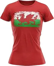 [Purple Print House] Wales Rugby Football Flag Womens T Shirt, Cymru Birthday Gifts for Welsh Rugby Fan, Tournament Outfit Gift Idea, Football Nations Shirts for Women