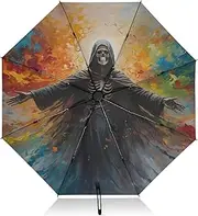 [PDZRMY] Skeleton Cloak Colorful UV Protection Travel Umbrella Compact for Rain and Sun - Auto Open and Close UPF 50+ Windproof Portable 46” Sun Umbrella for Women and Men