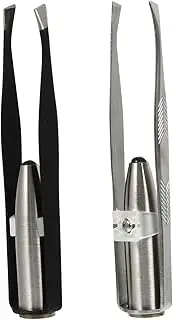 VICASKY 2Pcs LED Eyebrow Tweezers Practical Beauty Clamp with Light Stainless Steel Eyebrow Trimming Tool for Precision Grooming Convenient and Portable Hair Removal