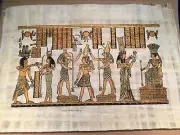 Egyptian Papyrus HORUS -ANUBIS- 23cm x 33cm -Golden with Glitter. NEW #724