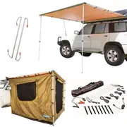 Kings 2x3m Awning + Awning Tent + LED Light Extension Kit + 4 Bar Camp Light Kit