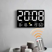 AGSIVO Large Digital Wall Clock Alarm Clock Large LED Display with Remote Control / Automatic Brightness / Indoor Temper