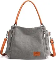 [CORIOS] Retro Women's Handbag Canvas Shoulder Bag Handbag Tote Bag Casual Shoulder Bag Multifunctional Tote Bag Handbags for Work School Shopper Travel Daily Life