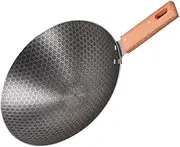 FONDOTIN Traditional Small Wok Pan Non-Stick Frying Pan for Outdoor Cooking Skillet for Camping