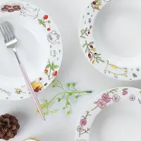 在飛比找樂天市場購物網優惠-貓的花園 創意陶瓷盤寬邊菜盤深湯盤家用飯盤餐盤早餐盤子