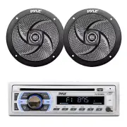 Pyle PLCD43MRB Marine Bluetooth CD Radio, 2x 5.25" 180 Watt Black Boat Speakers